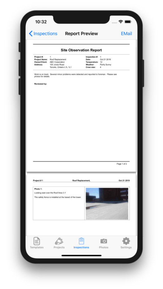 Step #4Create & send report:Create your report directly in the app - no transfer to your PC. Then email to your clients.